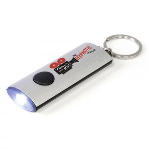 Oval shaped metallic keyring torch providing 1 LED of light