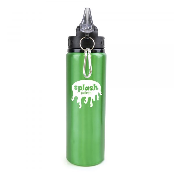 800ml single walled, aluminium drinks bottle with a PP and PS plastic lid. Features include a large fold out sipper with straw and black carabiner clip. BPA & PVC free. Available in various colours.