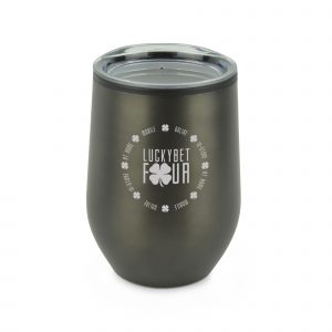 350ml double walled stainless steel travel mug with PP plastic inner in a sleek tumbler style. Features include a clear AS push on lid with sipper. BPA & PVC free. Available in gun metal.