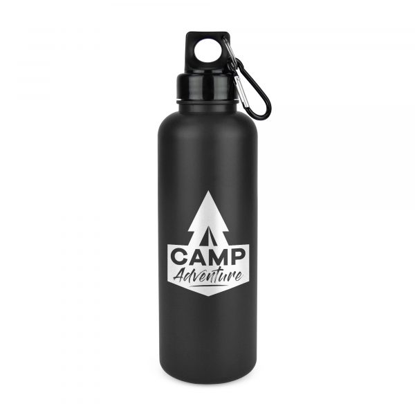 750ml single walled coloured HDPE plastic drinks bottle with PP plastic lid and black carabiner. BPA & PVC free. Available in 4 colours.