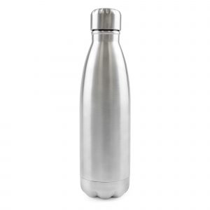 500ml double walled, stainless steel drinks bottle with screw top lid, silver base and coloured body. BPA & PVC free
