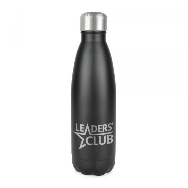 500ml double walled matt black stainless steel drinks bottle with screw top lid. BPA & PVC free. Available in matt black.