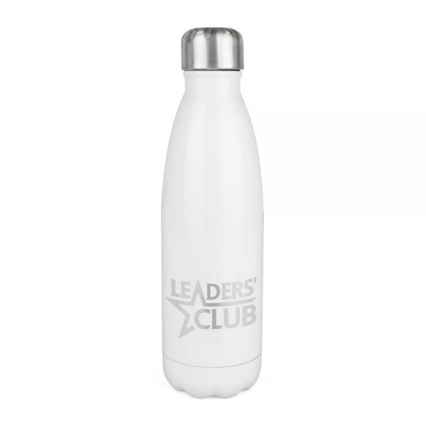 500ml double walled white painted stainless steel drinks bottle with screw top lid. BPA & PVC free. Available in white.
