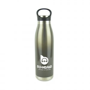 470ml double walled stainless steel drinks bottle with coloured gradient effect. Features include black carry loop, screw top PP plastic lid and silver base. BPA & PVC free. Available in black, blue and red.