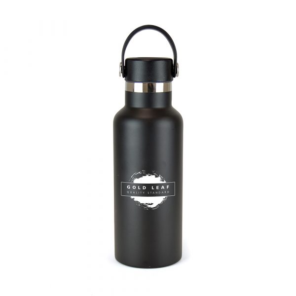 500ml double walled, stainless steel, drinks bottle with a matching coloured PP plastic lid and silicone carry handle. Keeps hot and cold drinks at the perfect temperature. BPA & PVC free. Available in black and white.