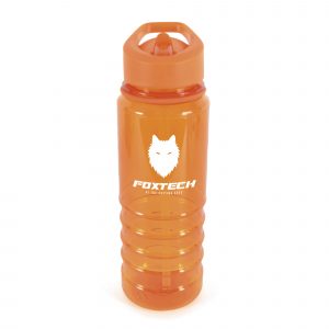 800ml single walled, translucent coloured, Tritan plastic drinks bottle, with coloured lid, straw, coloured band and coloured sip mouth piece. BPA & PVC free