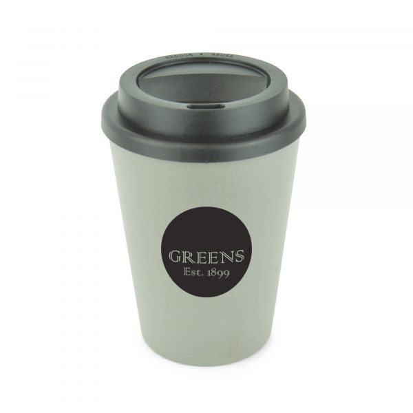 330ml double walled take out style coffee mug made from 50% bamboo and 50% PP plastic. With a secure screw top lid and sipper, this is the ideal eco-minded giveaway for those on the go. BPA, PVC & Melamine free. Available in grey with black, blue and red trim.