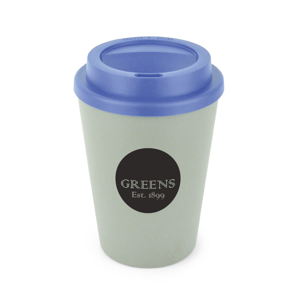 'Bamboo Haddon' GREY 50/50 Bamboo/PP 330ml tumbler with ROYAL BLUE lid