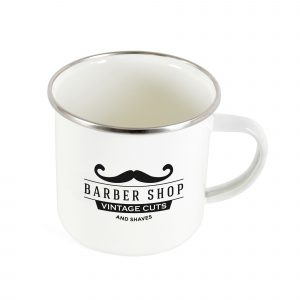 350ml single walled, carbon steel and enamel white mug. BPA & PVC free.