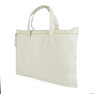 10oz cotton canvas file holder with zip closure on the front and short carry handles. Available in natural.
