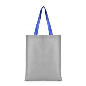 Recyclable 80g non woven two tone shopper with one grey and one coloured side plus long coloured handles