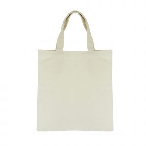 10oz cotton canvas shopper with short cotton fabric handles. Available in natural.