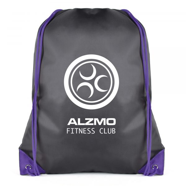210D black polyester drawstring bag with coloured string and corners. Available in black with 7 colours.