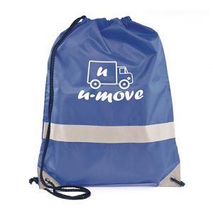 210D polyester drawstring bag made in high visibility colours with a reflective band. Available in 5 colours.