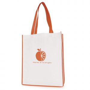 Recyclable 80gsm non woven PP shopper with gusset, coloured handles and trimming. Available in 9 colours.