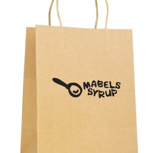 Medium natural recyclable paper bag with paper twist handle. Paper weight 230gsm.