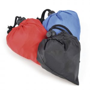 210D polyester large shopper which conveniently folds into a pouch in the corner of the bag and seals with a pull string.