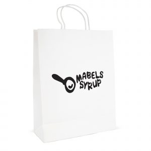 Large white recyclable, compact, paper bag with twist paper handle. Paper weight 210gsm.