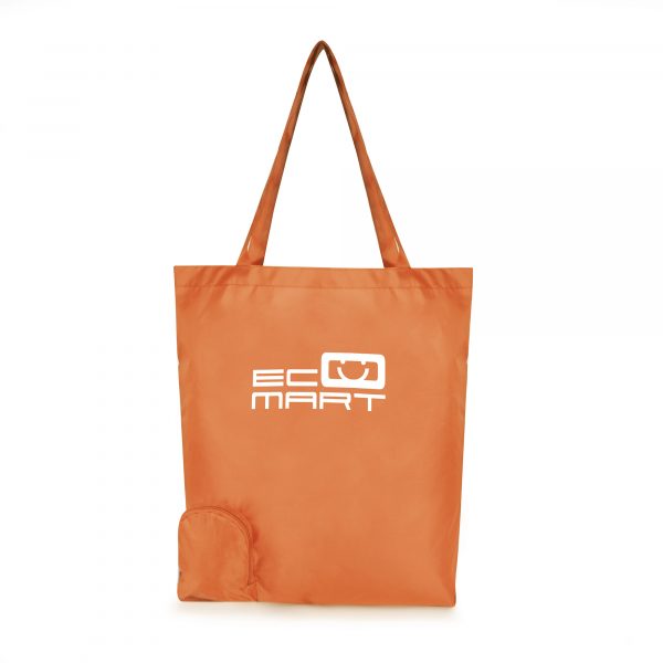 210d polyester shopper bag which conveniently folds into the side pouch with a zip closure.