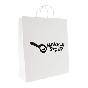 210gsm extra large white recyclable paper bag with twist paper handle. Available in white.