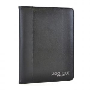 A5 PU folder with edge trim. Includes document holder, elasticated pen loop and 25 sheet notepad.