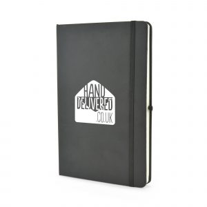 A5 PU soft finish diary with 80 lined sheets, 2 days per page from January to December with no year included, bookmark, back card pocket, pen loop and elastic closure. Available in black.