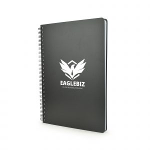 A5 spiral bound notebook with coloured flexible plastic cover and 70 white lined sheets. Available in 4 colours.