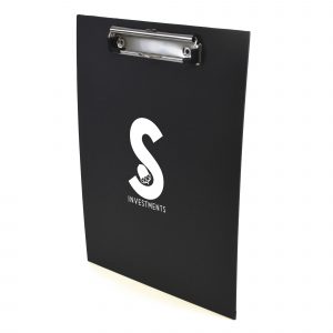 A4 sized hard backed paper clipboard with stainless steel clip. Available in 4 colours