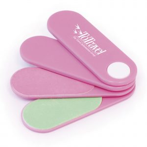 Two-in-one nail file and emery board set.