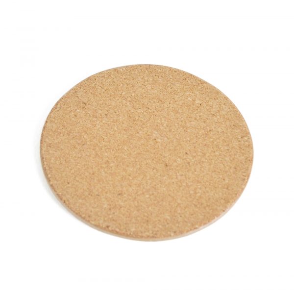 Single circular coaster with traditional cork backing