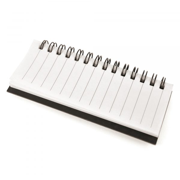 Spiral bound notepad with flags, sticky notes and ruler. A great little portable notebook combination.