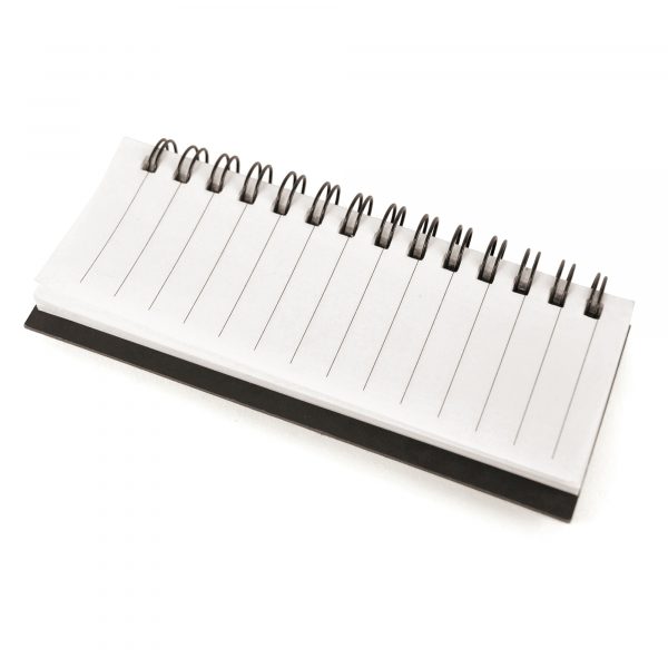 Spiral bound notepad with flags, sticky notes and ruler. A great little portable notebook combination.