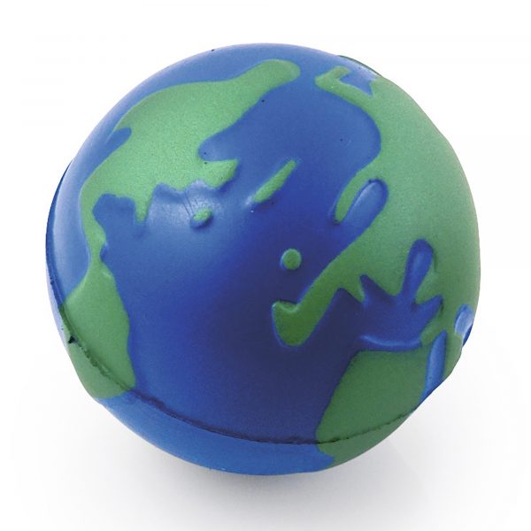 60mm diameter globe shaped stress ball.