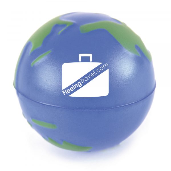 60mm diameter globe shaped stress ball.