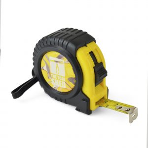 3m/10ft ABS and PVC plastic measuring tape with carry handle, belt clip and side lock button. Marked out in centimetres and inches. Available in yellow with black trim.