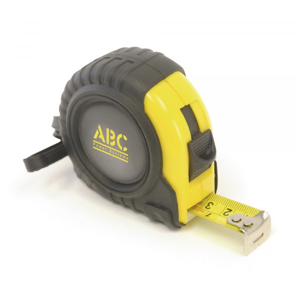 5 metre Heavy duty rubber tape measure with clip. ABS plastic. TRP rubber cover. Steel blade. (DOMING ONLY).