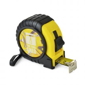 7.5m/25ft ABS and PVC plastic measuring tape with carry handle, belt clip and side lock button. Marked out in centimetres and inches. Available in yellow with black trim.