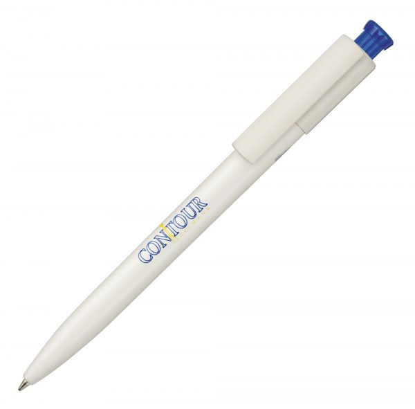 A real eco alternative. At 90% renewable, bio-based materials produced on cellulose basis. The coloured pusher allows us to implement corporate colours. This writing instrument is manufactured in Germany with a quality Jogger refill. Due to the nature of the material there may be colour variations of the barrel and clip. White with white frosted plunger available in 5 working days.