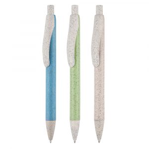 A classy push action ball pen where the barrel and trim is made from 60% Wheat plastic from a natural and sustainable source.