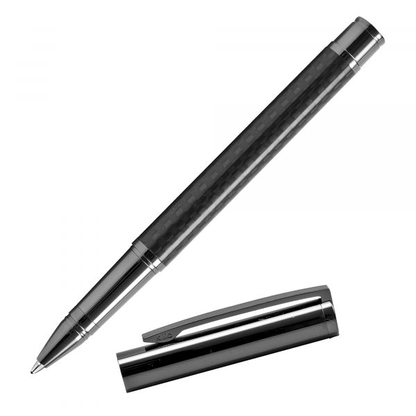 The ultra stylish carbon fibre barrel and sleek steel trim is a great combination in this highly desirable rollerball pen. Excellent capacity refill with 8000m write out length!