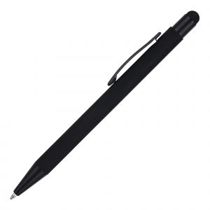 A soft-feel barrelled stylus pen with attractive metal fittings, a gun metal trim to complement the colour range with a stylish all black option available for a super sleek look.