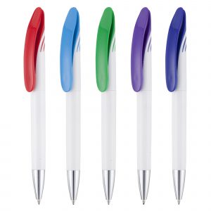 A stylish twist action pen with chrome nose cone and a great print area to the barrel and clip.