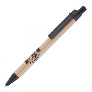 This pen uses less plastic by having a card barrel which can be easily recycled and is more compostable than a plastic barrel.