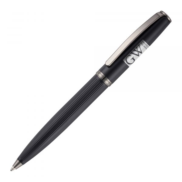 Matt black twist action ball pen with gun metal trims. Fluted barrel gives this heavyweight pen a stylish twist.