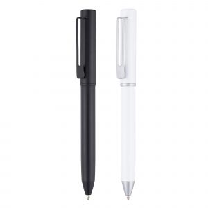 This heavyweight twist action ball pen exudes style with matt black finish or gloss white to choose from.
