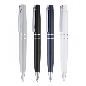 A robust yet elegant ball pen with a sublime twist action mechanism. Available in black or white, the smooth gloss barrel and chrome trim completes the high end feel.