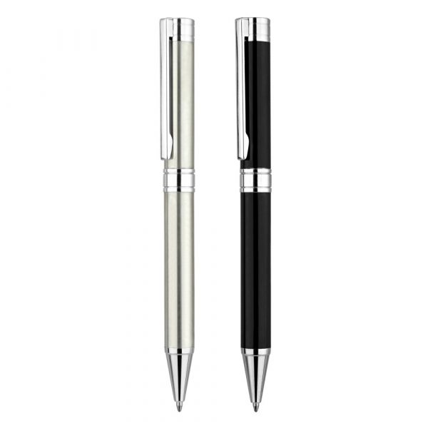 Admiral with hinged clip BP – A prestigious and substantial metal pen with a hinged clip for an executive feel. The black is undercoated chrome for a mirror chrome finish when engraved. (engraving is at an additional cost