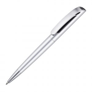 A stylish twist action ball pen in silver. Great Value!