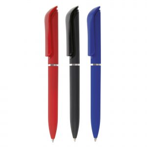 A twist action ball pen with a soft-feel barrel and gloss clip - extreme comfort! Standard print area is to the clip.