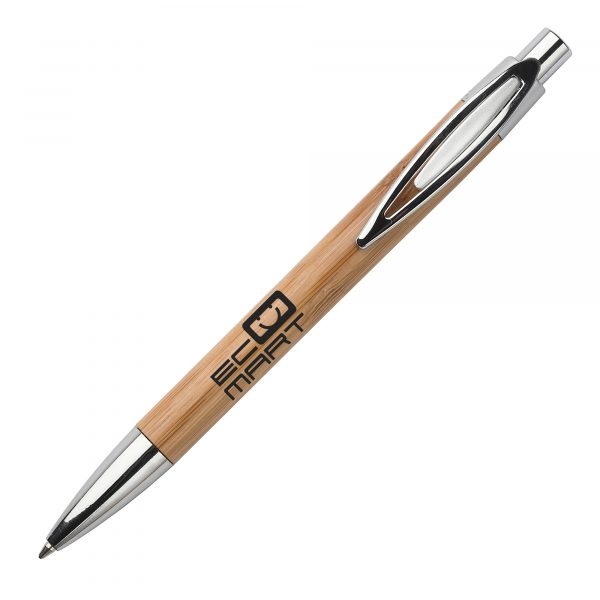 A quality pen featuring a Bamboo barrel from a sustainable source an attractive chrome trim.
